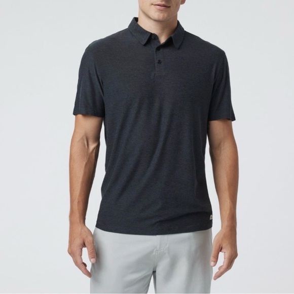 Vuori Other - Vuori Strato Tech Polo Shirt Henley Med Black Short Sleeve Classic Casual Golf